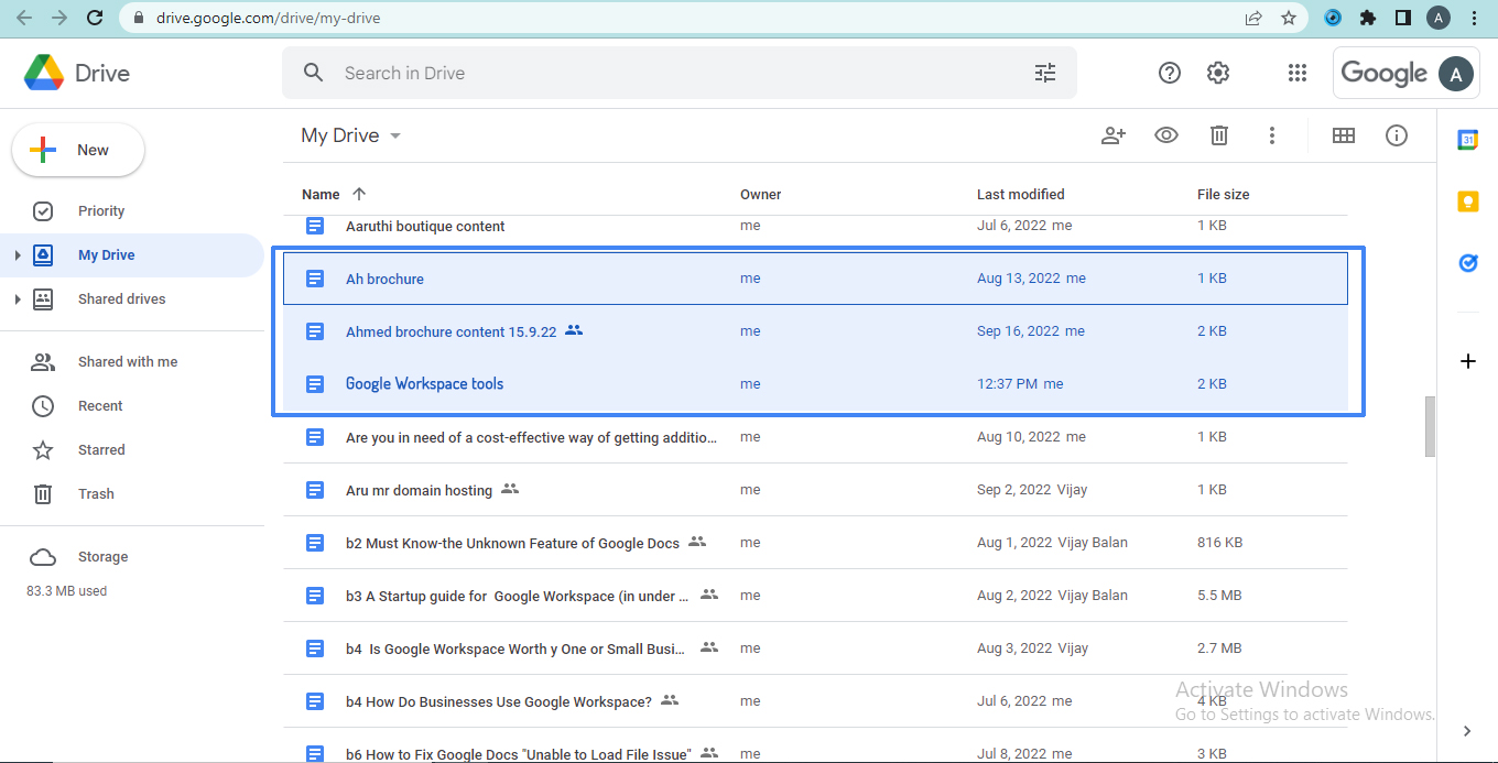 Shared Google Drive Files