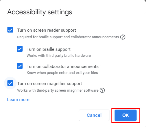 google docs tips Turn on screen reader