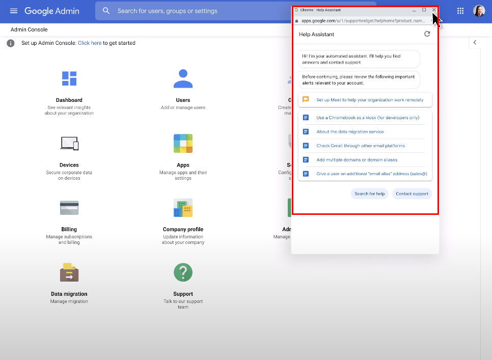 Google Workspace Contact support