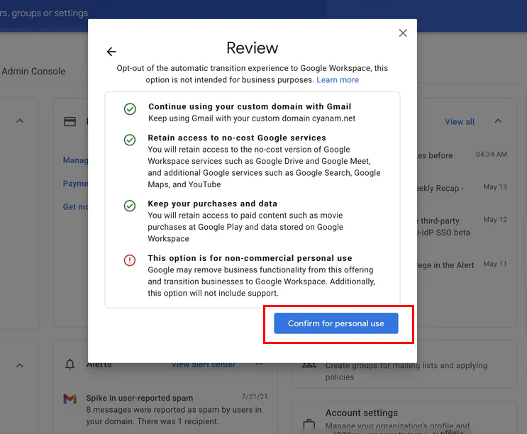 Upgrade G-suite