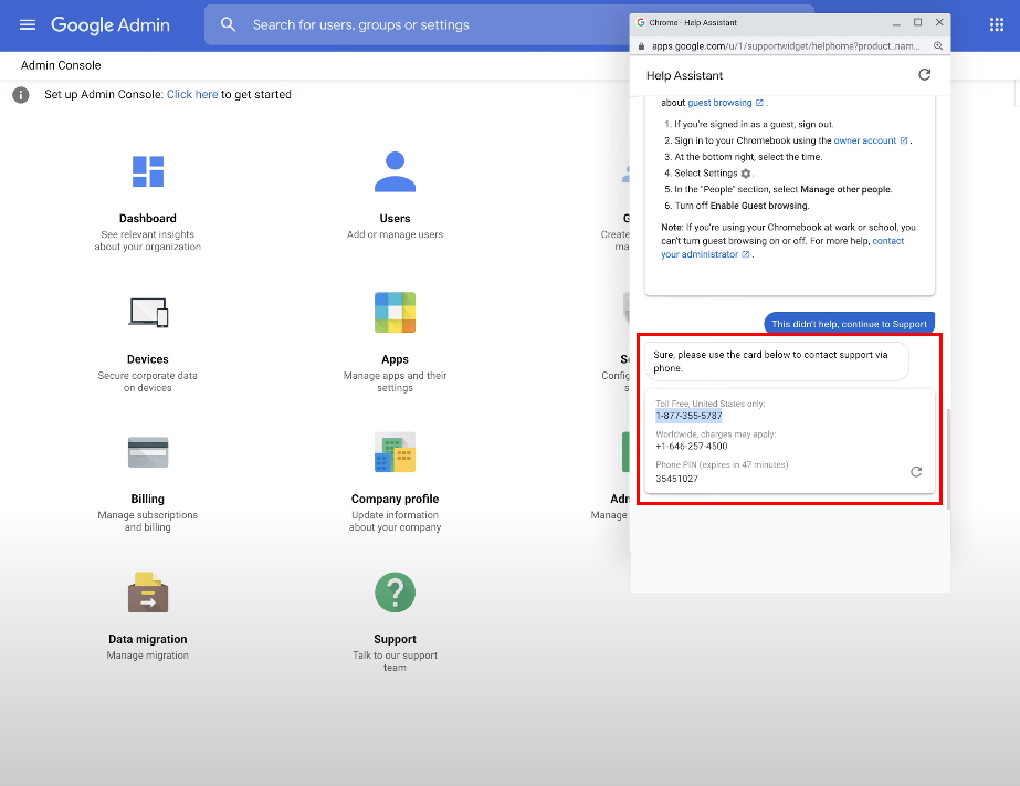 contact support via phone