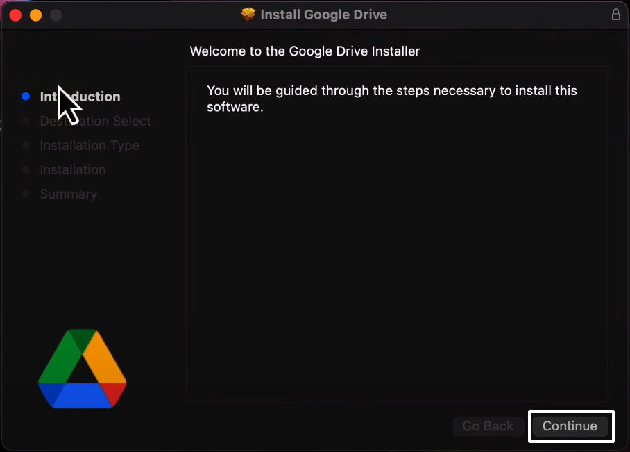 Setup Google Drive : google drive installer