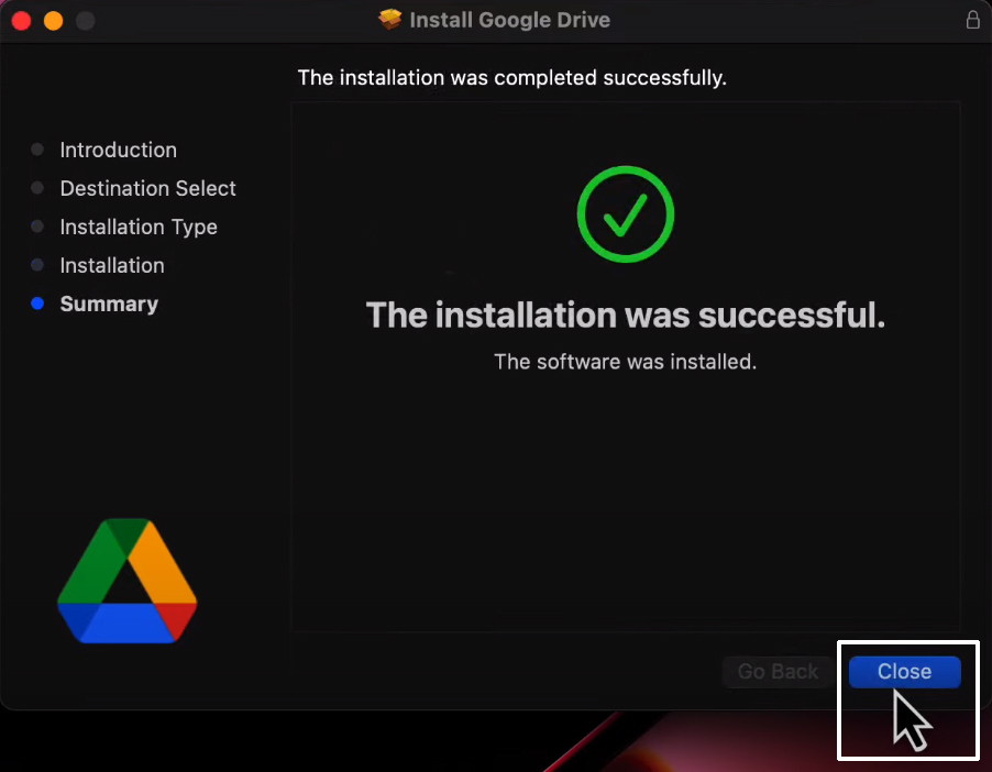 Setup Google Drive : mac installation