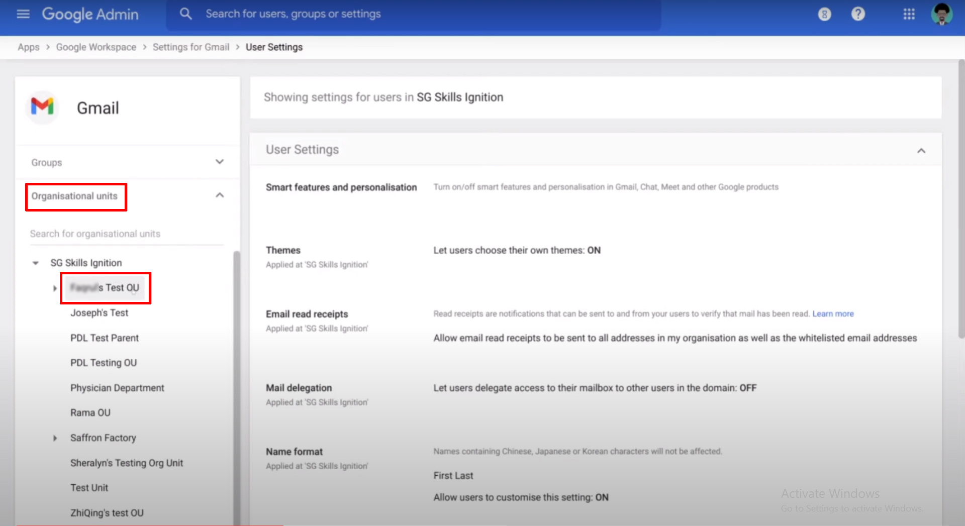 Setup S/MIME Organisational units