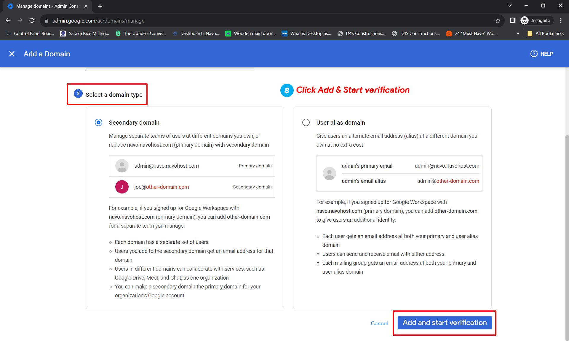 add and start verification