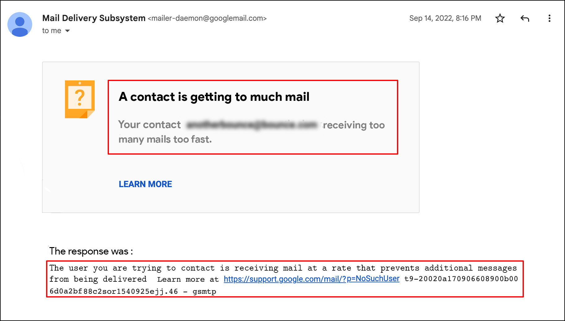 a contact is getting too much mail