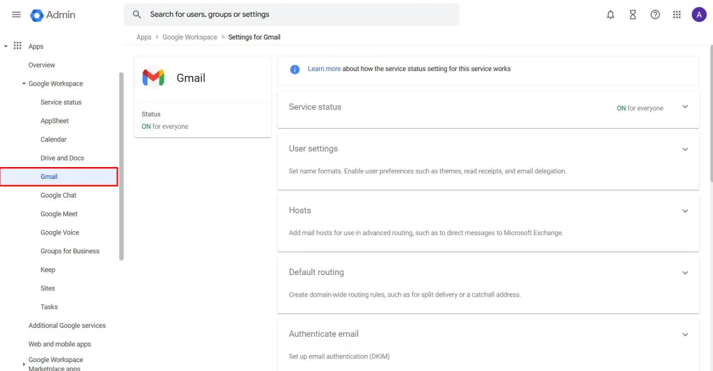 Inbound Mail Gateway - gmail