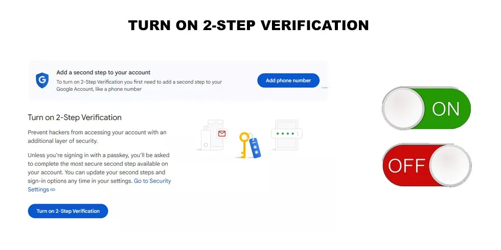  while turn on 2 step verification