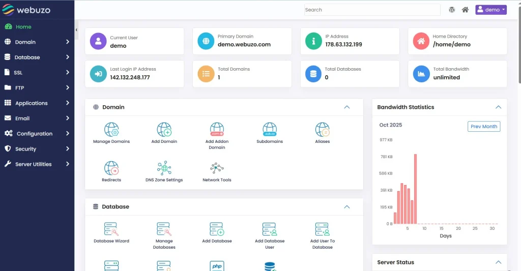 Webuzo End User Panel