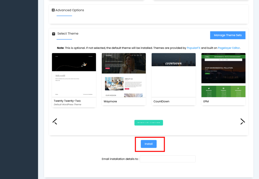 Install wordpress