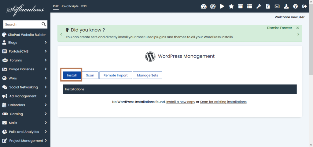 install wordpress