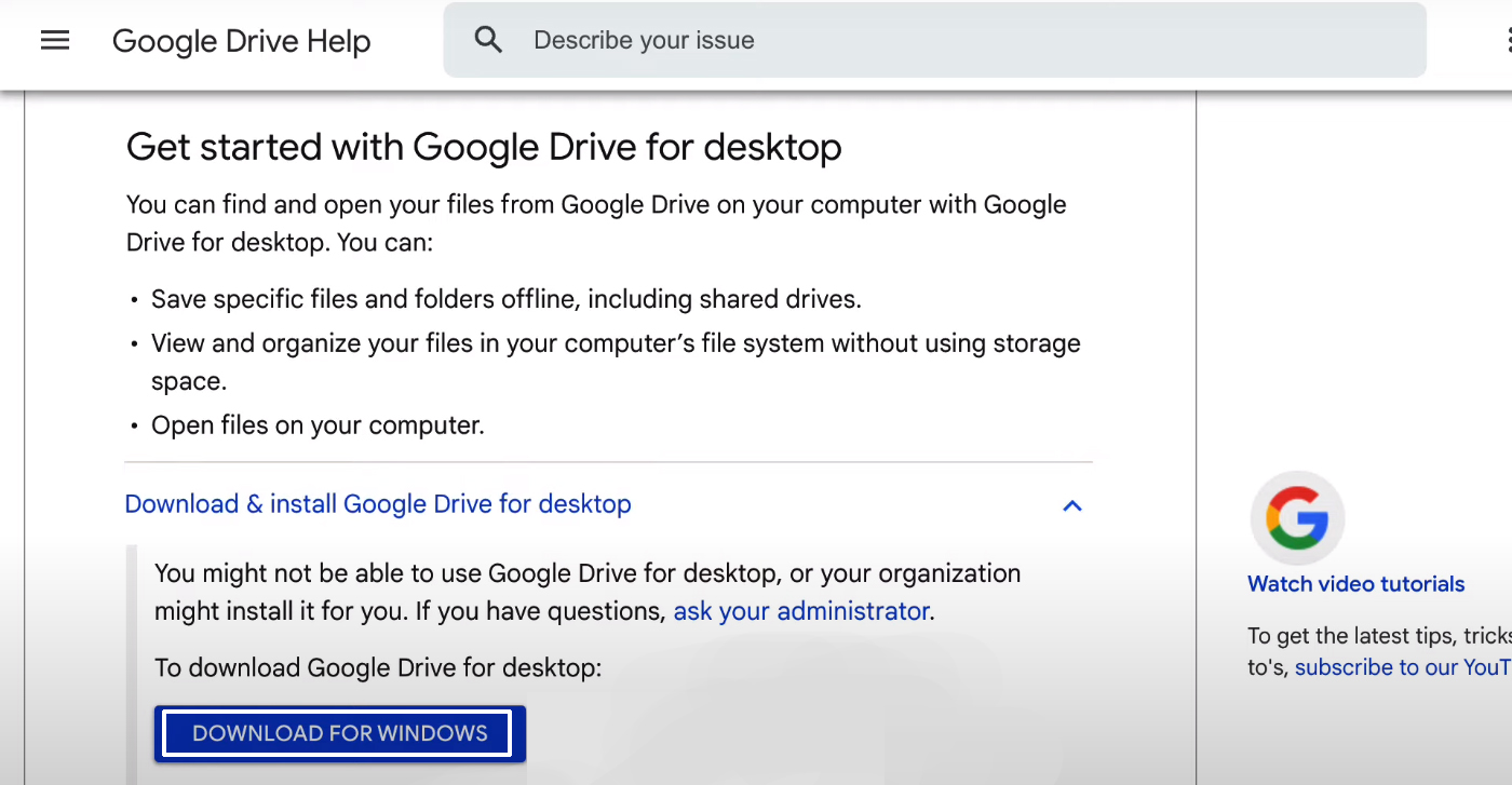 Google Drive for Desktop - Download